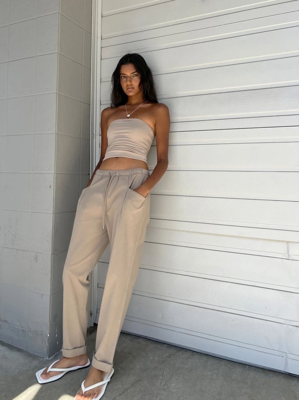 Oak + Fort textured cotton pant